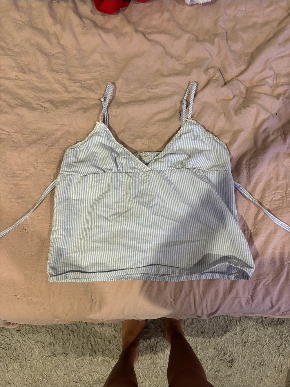 Brandy Melville Light Blue Striped V-Neck Cami